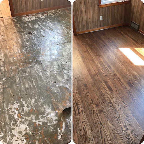 refinishing hardwood floors before and after in Calgary